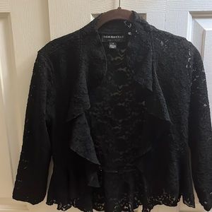 Black lace crop jacket quarter sleeve size small great condition